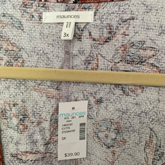 NEW‎ Maurices fall florals tunic duster length elbow sleeve lightweight kimono - Picture 4 of 8